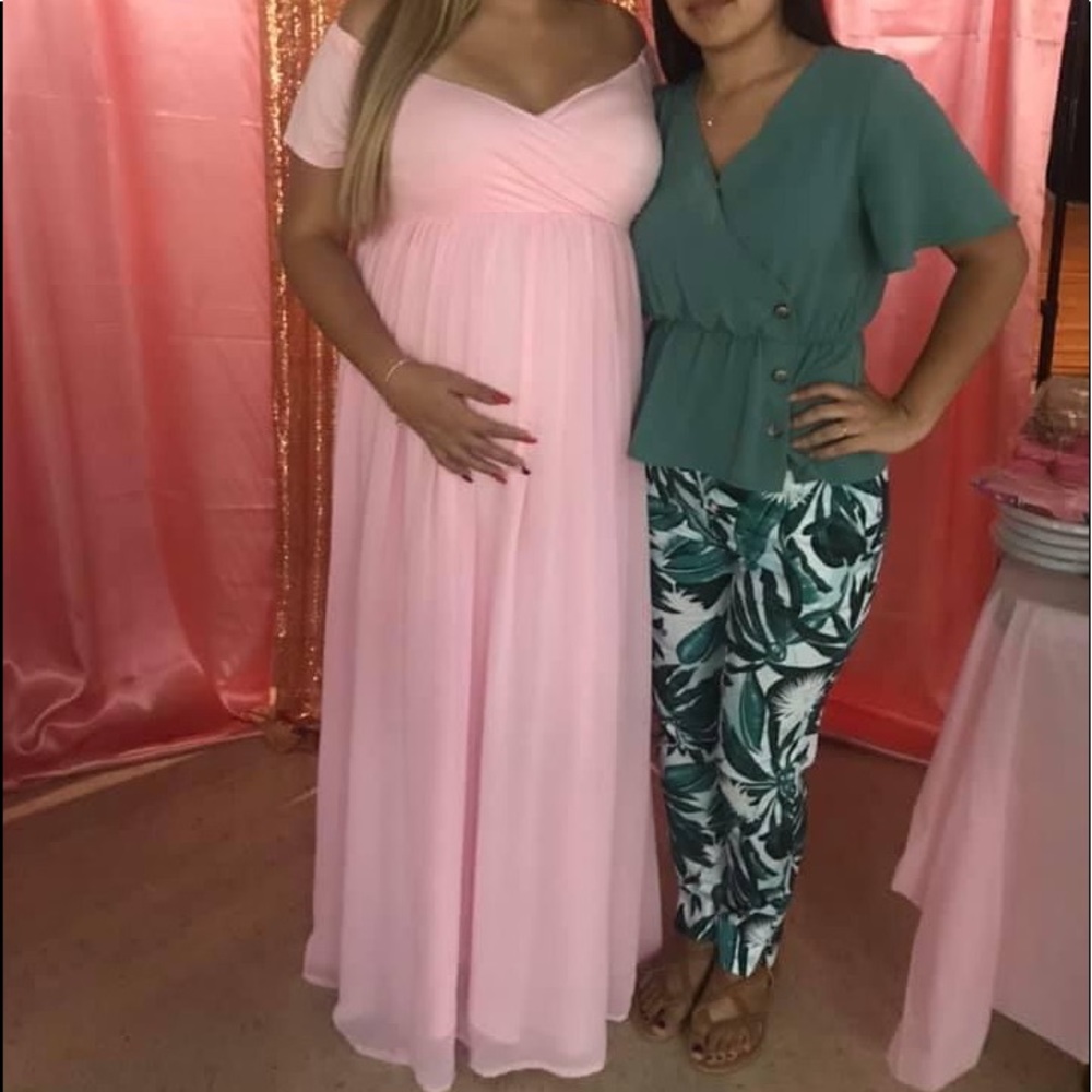 Pink baby shower maternity dress